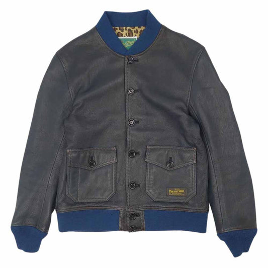 THE FLAT HEAD ザフラットヘッド SRJ-53 DEER SKIN JACKET ディアスキン レザー ダークネイビー系 38【中古】