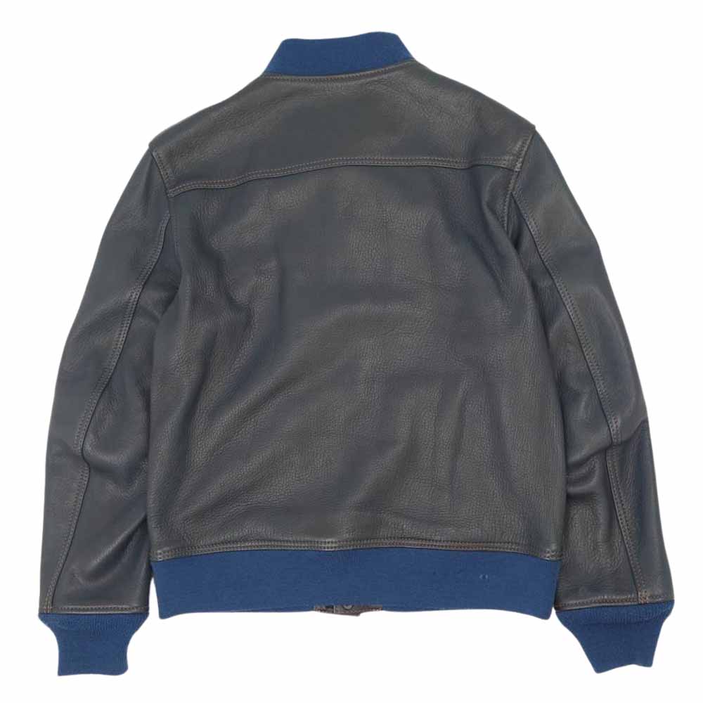THE FLAT HEAD ザフラットヘッド SRJ-53 DEER SKIN JACKET ディアスキン レザー ダークネイビー系 38【中古】