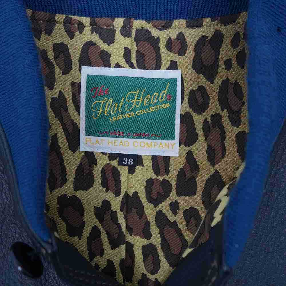 THE FLAT HEAD ザフラットヘッド SRJ-53 DEER SKIN JACKET ディアスキン レザー ダークネイビー系 38【中古】