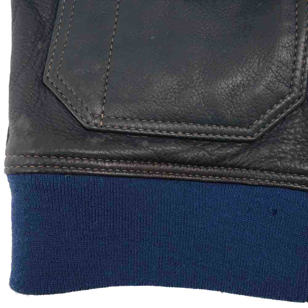 THE FLAT HEAD ザフラットヘッド SRJ-53 DEER SKIN JACKET ディアスキン レザー ダークネイビー系 38【中古】