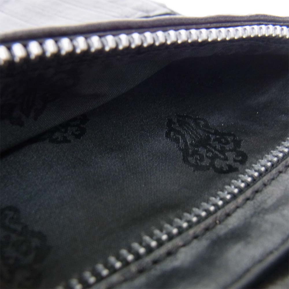 CHROME HEARTS クロムハーツ（原本無） WAVE ウェーブ クロスボール ボタン レザー 長財布 ウォレット ブラック系【中古】
