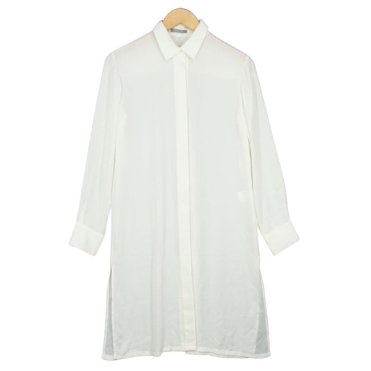 theory セオリー 8108226 リュクス 長袖 ロング丈 ブラウス シャツ オフホワイト系 38【中古】