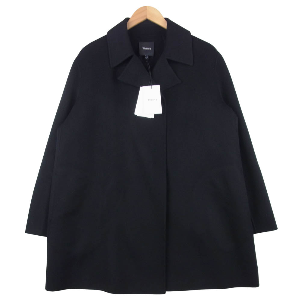 theory セオリー 01-9309603-050-906 New Divide Luxe Overlay DF リュクス カシミヤ混 ダブルフェイス ボタンレス コート ブラック系 L【新古品】【未使用】【中古】