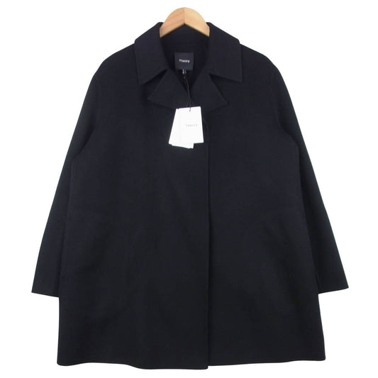 theory セオリー 01-9309603-050-906 New Divide Luxe Overlay DF リュクス カシミヤ混 ダブルフェイス ボタンレス コート ブラック系 L【新古品】【未使用】【中古】