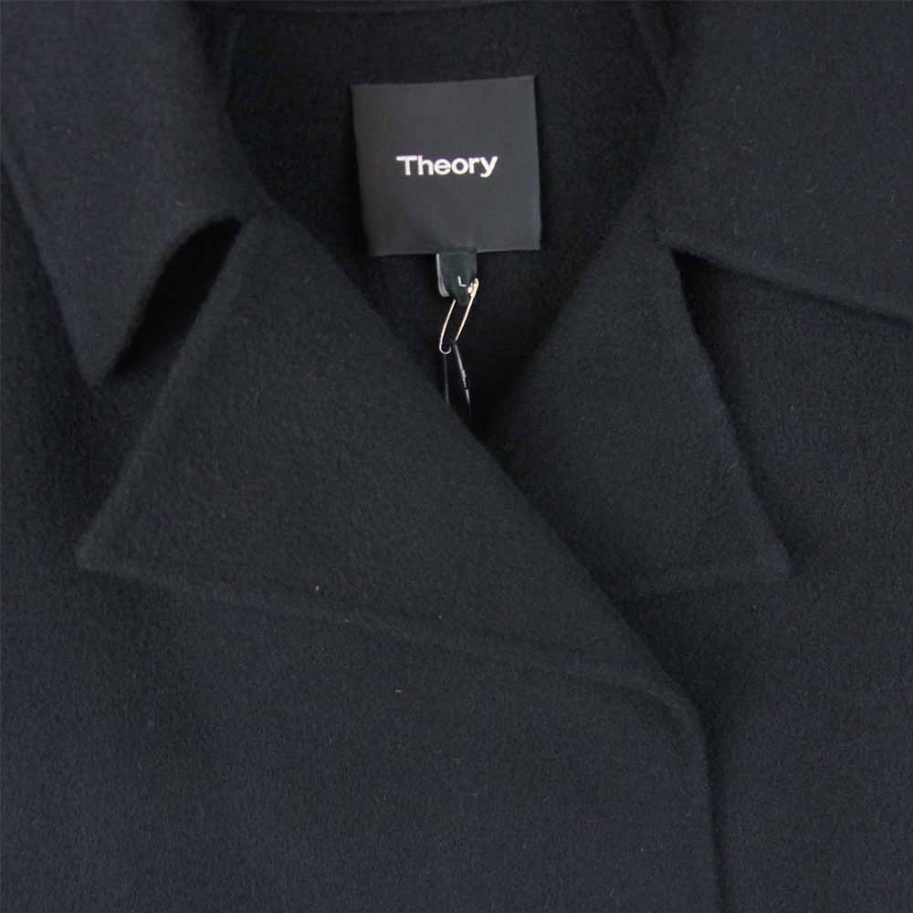 theory セオリー 01-9309603-050-906 New Divide Luxe Overlay DF リュクス カシミヤ混 ダブルフェイス ボタンレス コート ブラック系 L【新古品】【未使用】【中古】