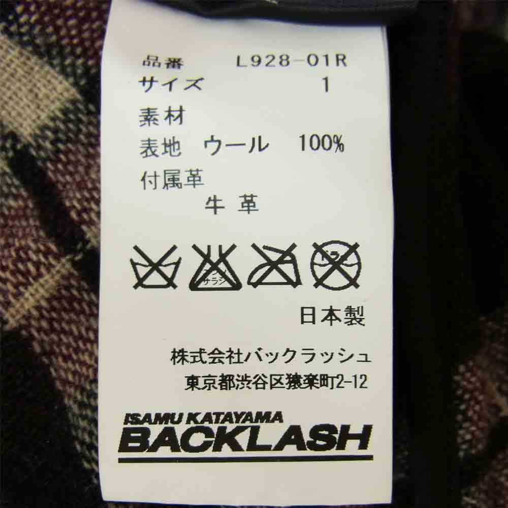 ISAMUKATAYAMA BACKLASH イサムカタヤマバックラッシュ L928-01R ballet バレエ レザー切替 ロング チェック シャツ ワインレッド系 ブラック系 1【中古】