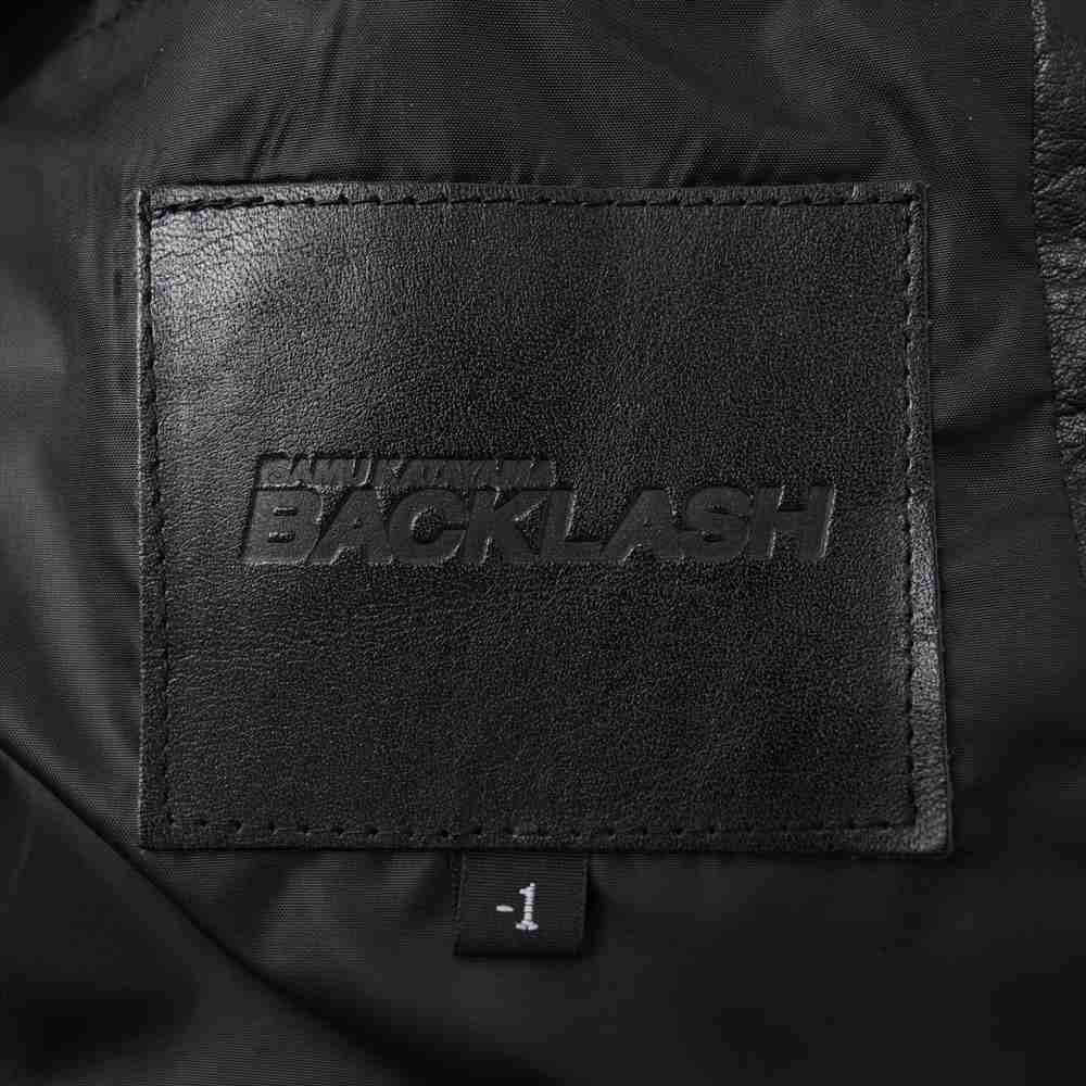 ISAMUKATAYAMA BACKLASH イサムカタヤマバックラッシュ W1363-03 ブルーフォックス カンガルーレザー キルティング ダウンジャケット ブラック系 -1【中古】
