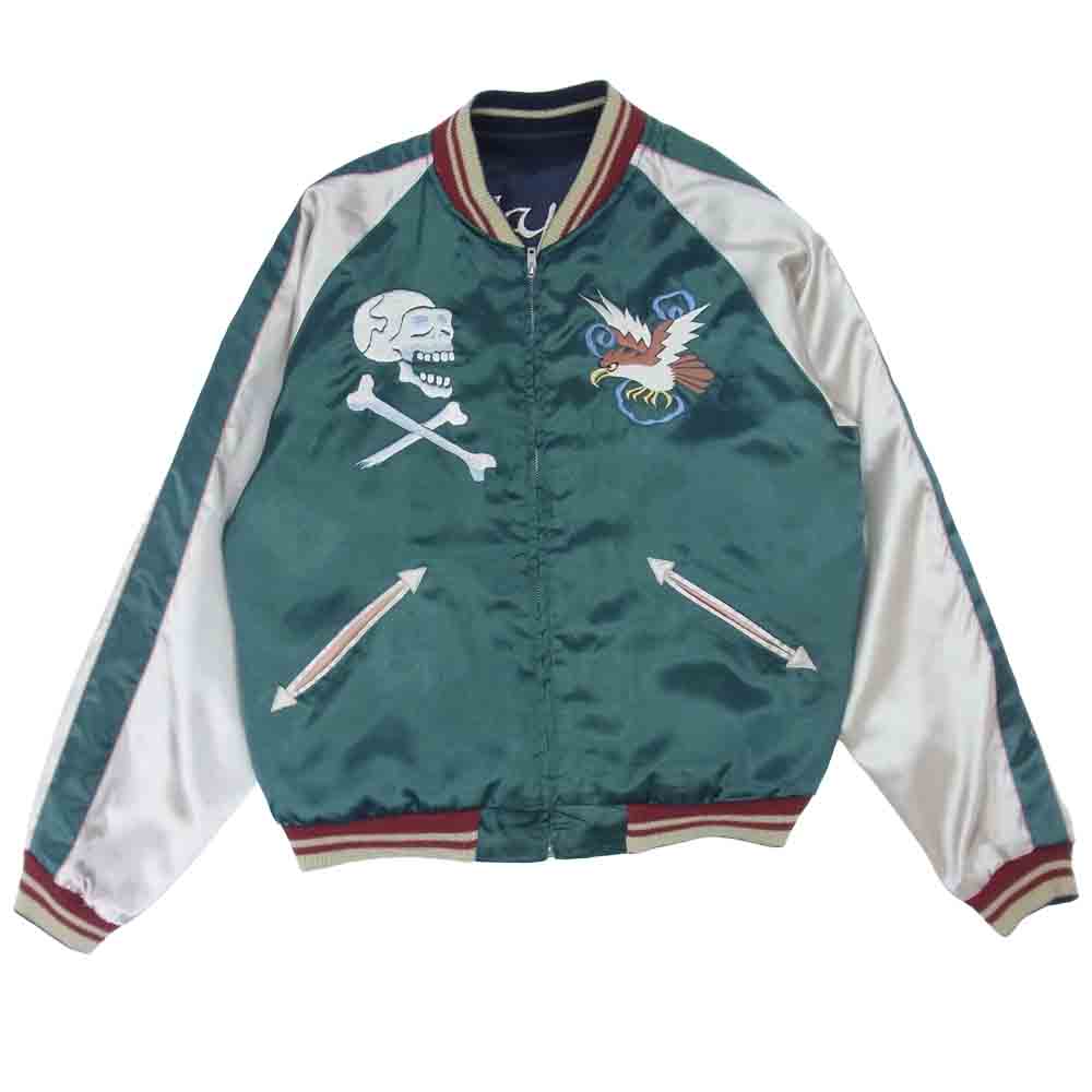 TAILOR TOYO テイラー東洋 TT10495 CHEVY LOVER × TIGER 白虎 サテン リバーシブル スカジャン スーベニア  黒×緑系 L【中古】