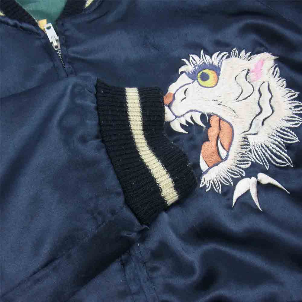 TAILOR TOYO テイラー東洋 TT10495 CHEVY LOVER × TIGER 白虎 サテン リバーシブル スカジャン スーベニア  黒×緑系 L【中古】