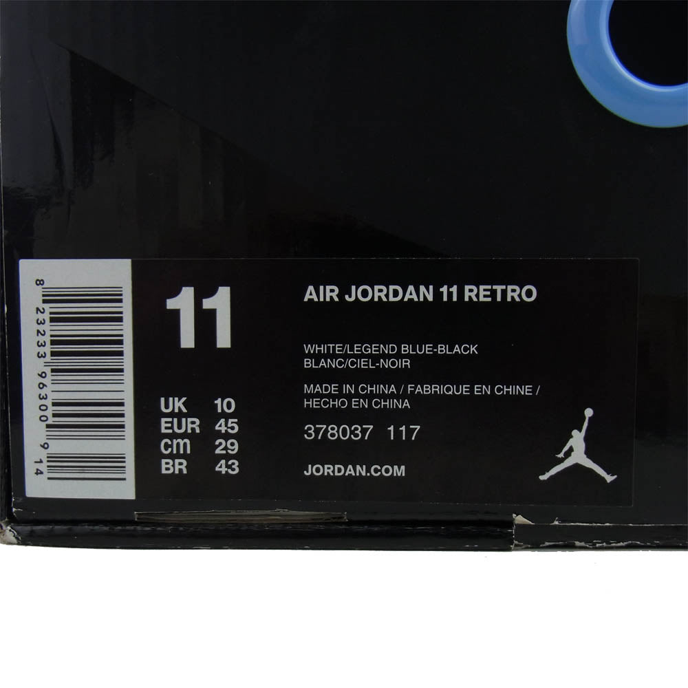 NIKE ナイキ 378037-117 AIR JORDAN 11 RETRO LEGEND BLUE レトロ レジェンド ブルー ホワイト系 29cm【新古品】【未使用】【中古】