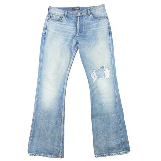BALENCIAGA バレンシアガ 18SS 536158 ニーホール ブーツカット デニムパンツ インディゴブルー系 32【中古】