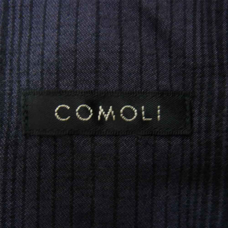 COMOLI コモリ 21AW U03-02010 シルク混 ウール ワーク シャツ ネイビー系 2【中古】