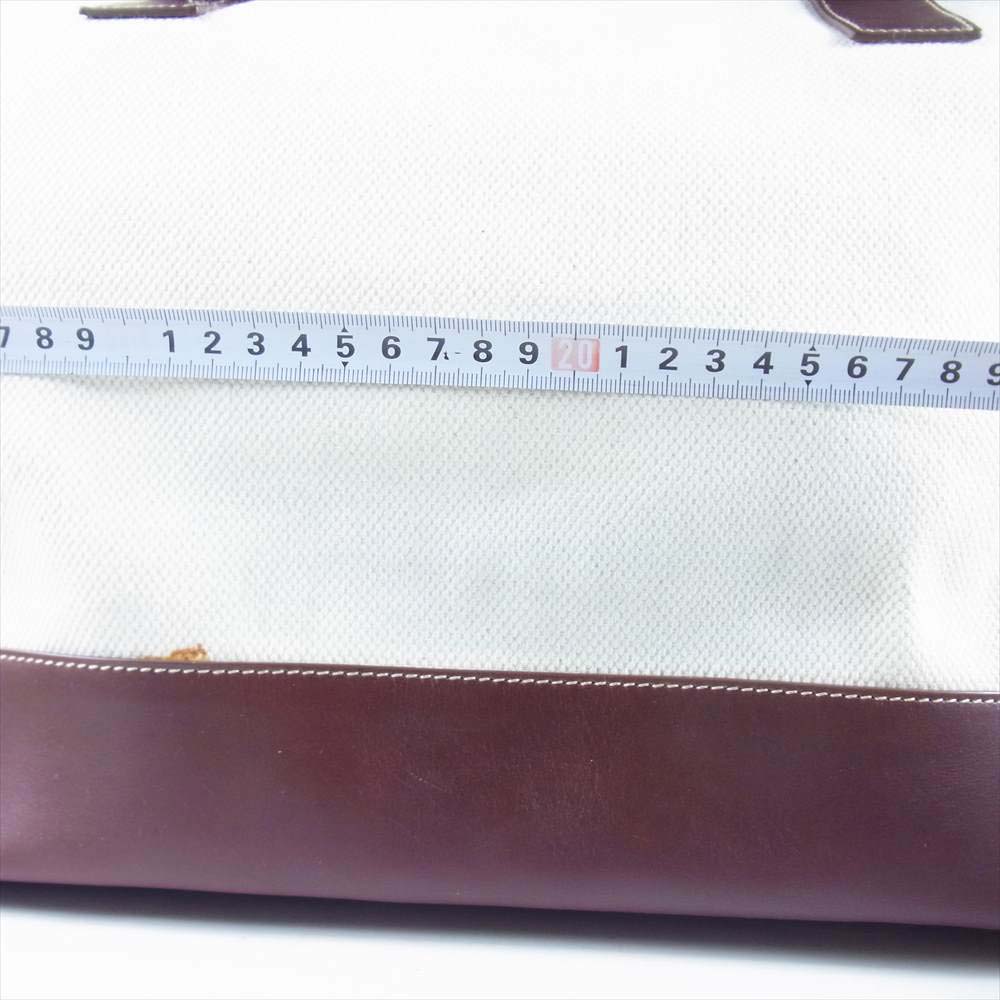 CELINE セリーヌ S-SN-1120 S-PA-1011 ロゴ レザー キャンバス トートバッグ オフホワイト系 ブラウン系【中古】