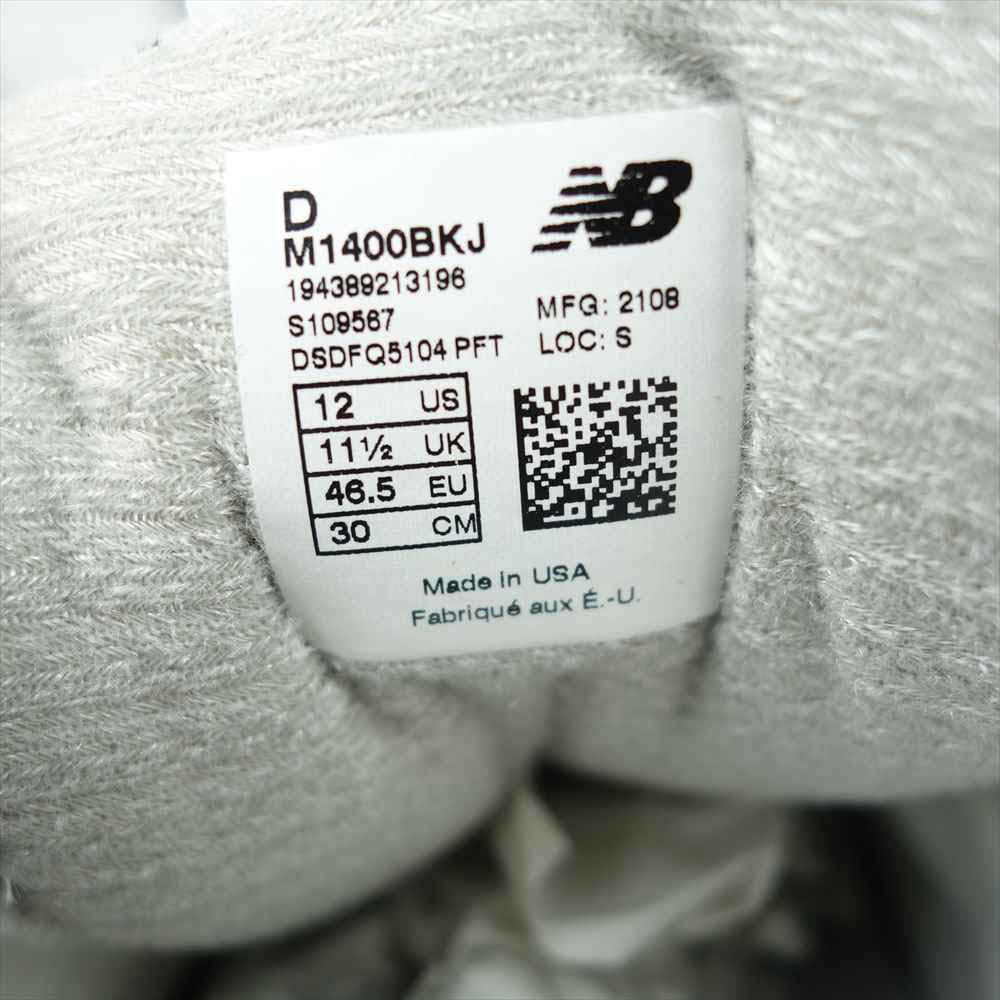 NEW BALANCE ニューバランス M1400BKJ USA製 ローカットスニーカー ブラック系 US12 UK11.5 EU46.5 CM30【美品】【中古】