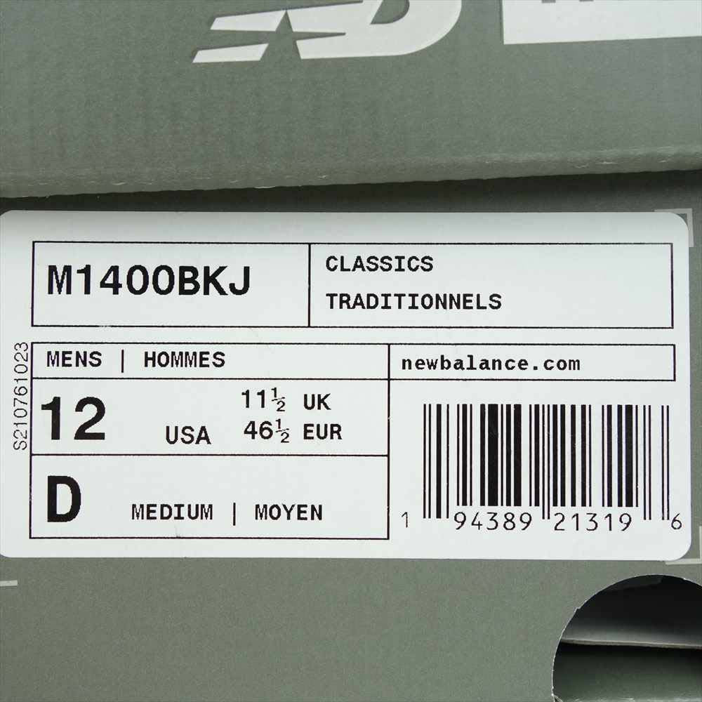 NEW BALANCE ニューバランス M1400BKJ USA製 ローカットスニーカー ブラック系 US12 UK11.5 EU46.5 CM30【美品】【中古】