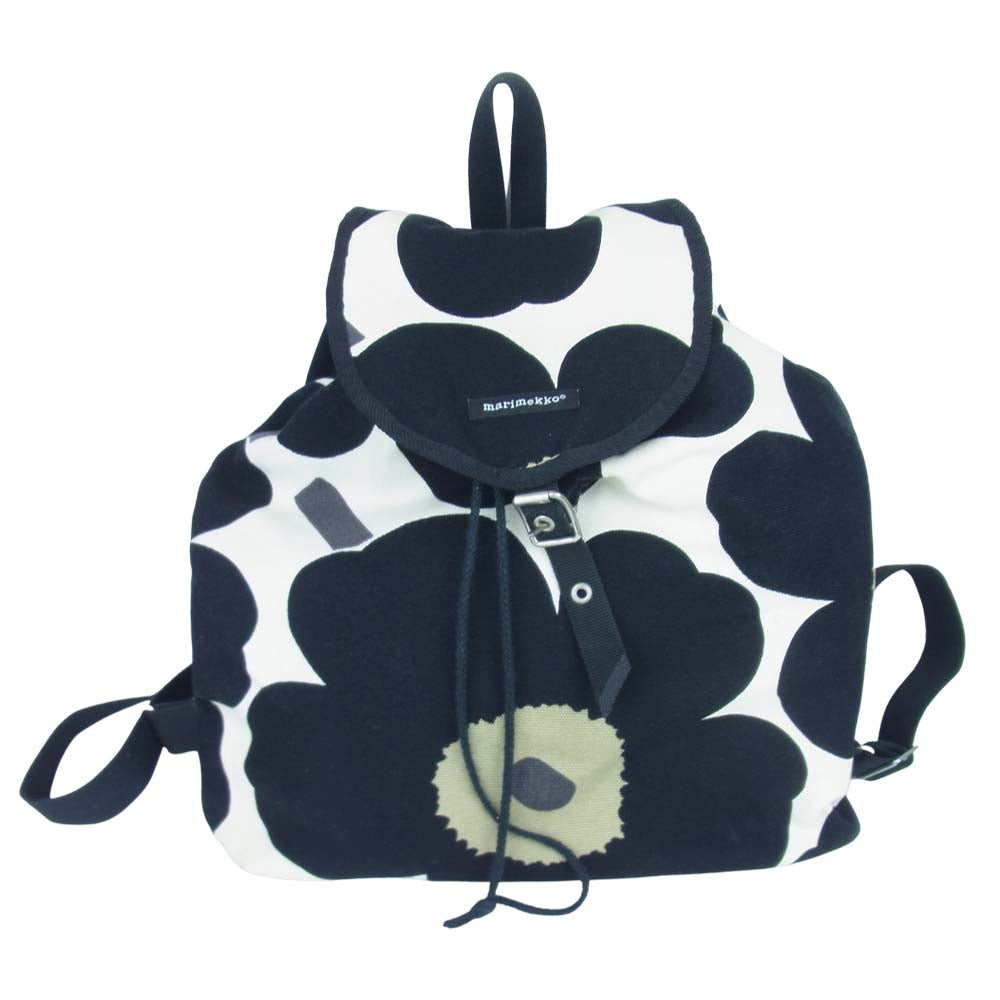 marimekko マリメッコ リュック バックパック ブラック ホワイト ホワイト系【中古】