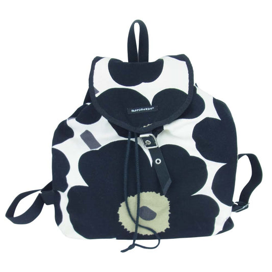 marimekko マリメッコ リュック バックパック ブラック ホワイト ホワイト系【中古】