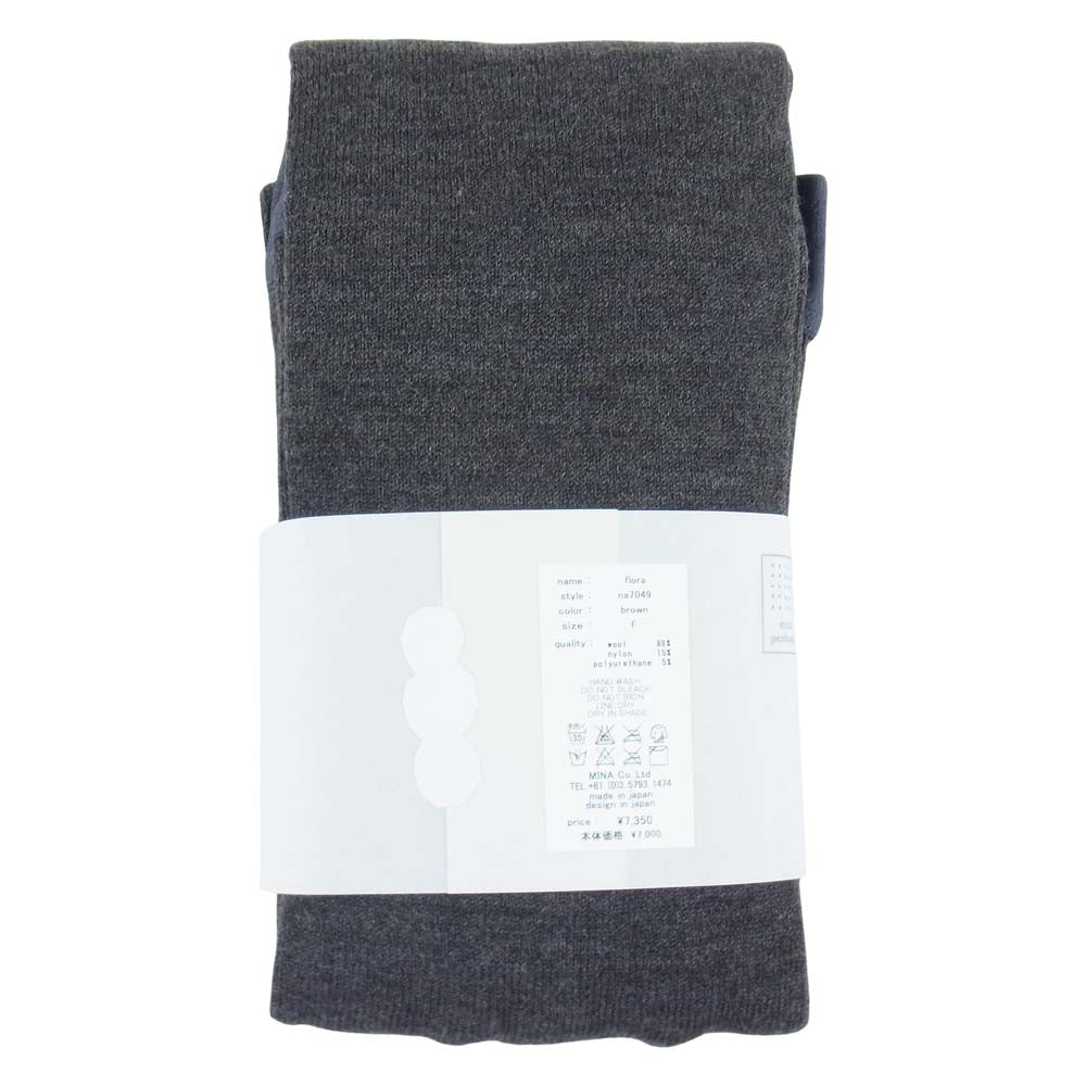 mina perhonen ミナペルホネン na7049 flora tights フローラ タイツ 日本製 ブラウン系 F【極上美品】【中古】