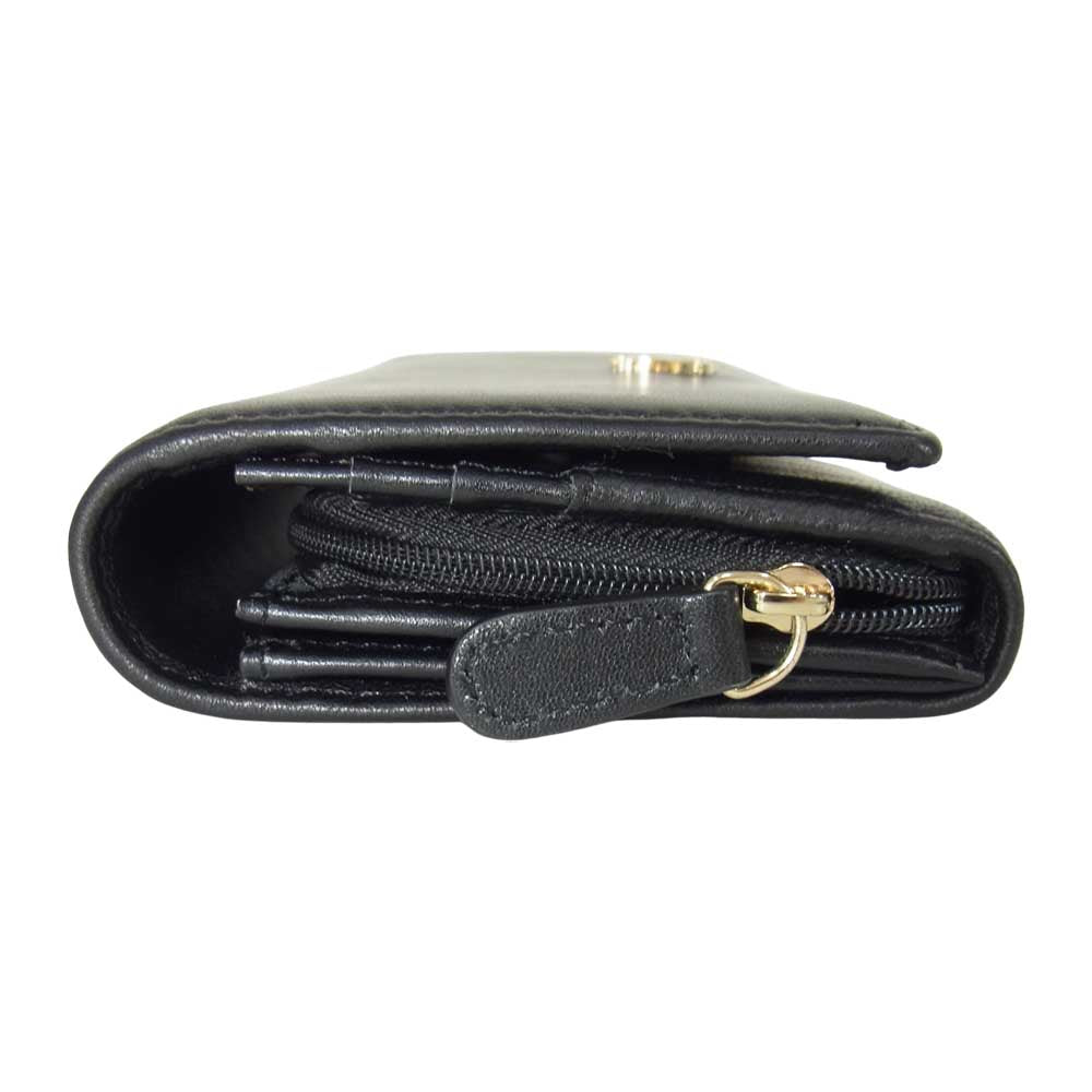 Vivienne Westwood ヴィヴィアンウエストウッド NEW SQUIGGLE WALLET オーブマーク付 レザー 長財布 ブラック系【新古品】【未使用】【中古】