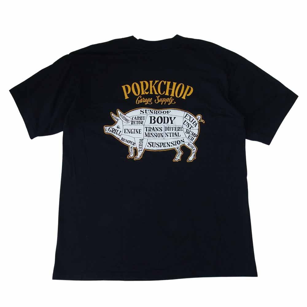 ポークチョップガレージサプライ バックプリント Tシャツ ブラック系 M【中古】