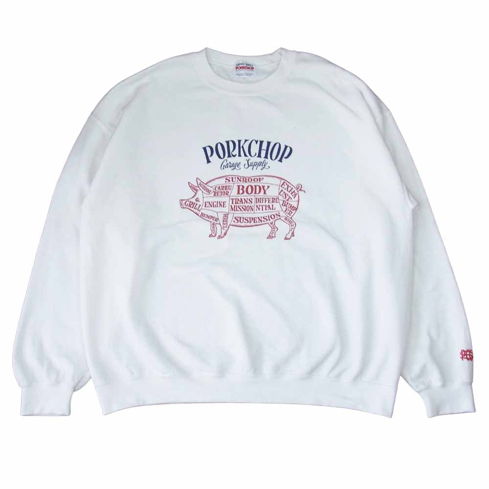 ポークチョップガレージサプライ プリント スウェット トレーナー ホワイト系 L【中古】
