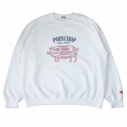 ポークチョップガレージサプライ プリント スウェット トレーナー ホワイト系 L【中古】
