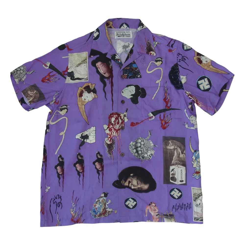 WACKO MARIA ワコマリア 天国東京お化け図 S/S HAWAIIAN SHIRT ハワイアン 半袖 シャツ パープル系 S【中古】