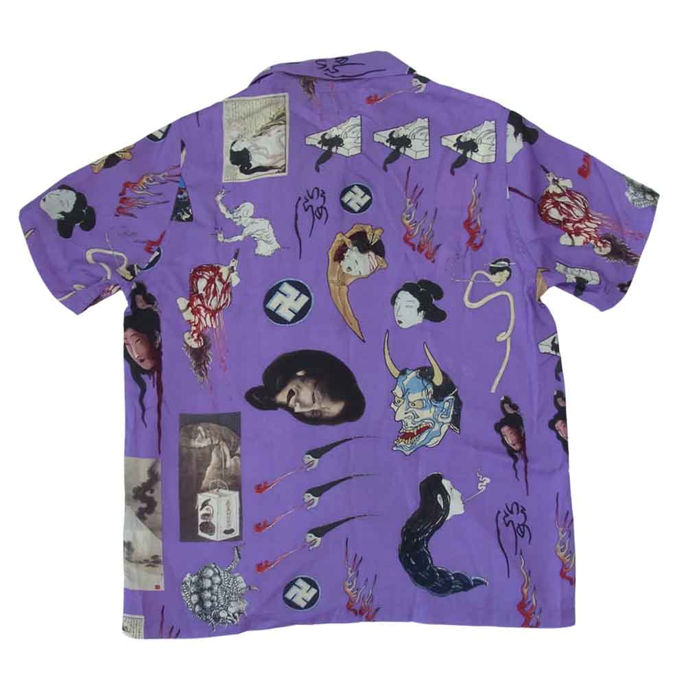 WACKO MARIA ワコマリア 天国東京お化け図 S/S HAWAIIAN SHIRT ハワイアン 半袖 シャツ パープル系 S【中古】