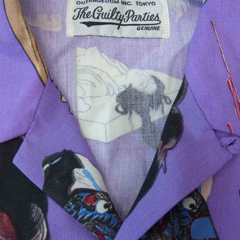 WACKO MARIA ワコマリア 天国東京お化け図 S/S HAWAIIAN SHIRT ハワイアン 半袖 シャツ パープル系 S【中古】