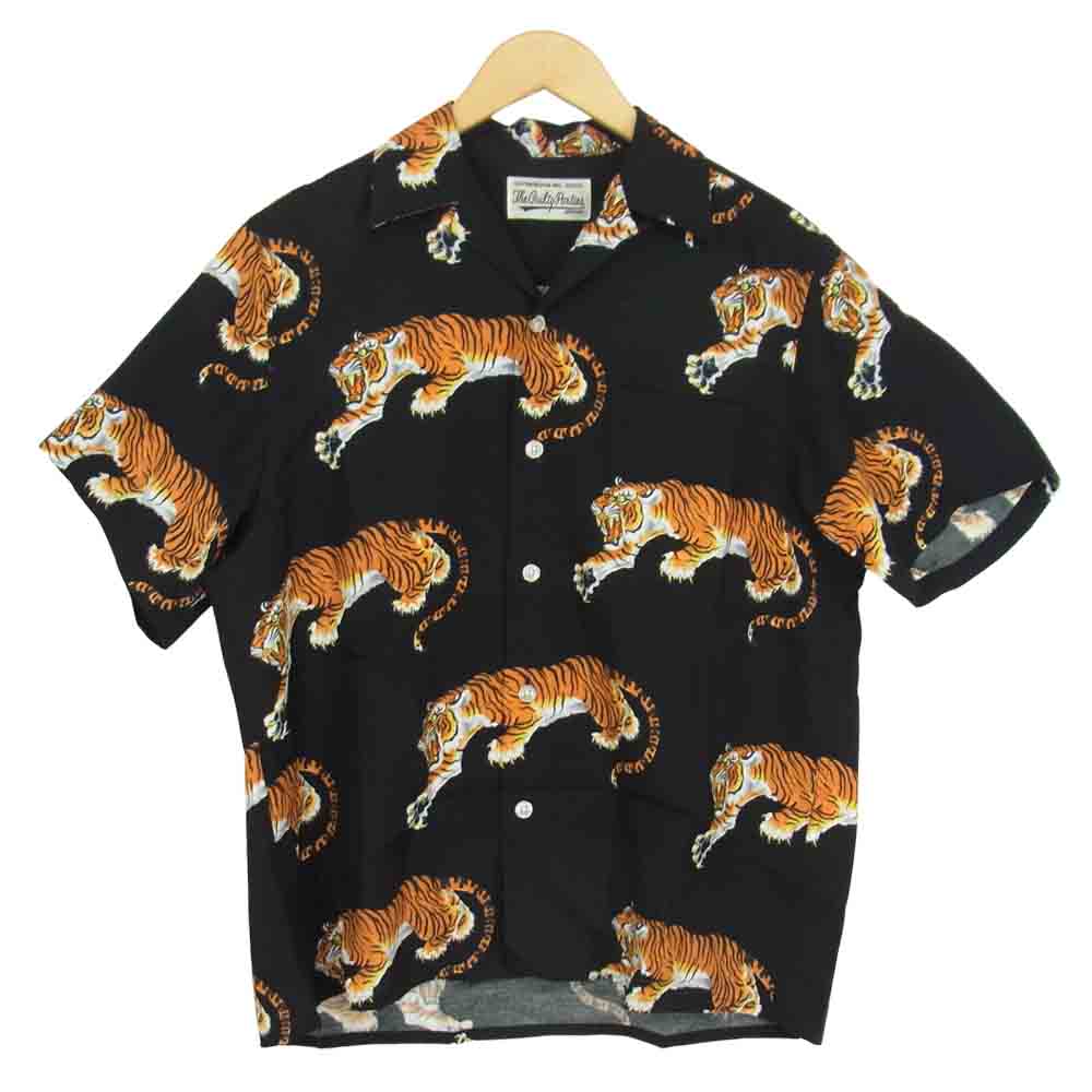 WACKO MARIA ワコマリア × TIM LEHI ティムリーハイ HAWAIIAN SHIRT タイガー 虎 ハワイアン 半袖 シャツ ブラック系 マルチカラー系 XS【中古】