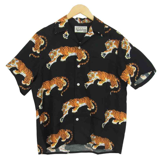 WACKO MARIA ワコマリア × TIM LEHI ティムリーハイ HAWAIIAN SHIRT タイガー 虎 ハワイアン 半袖 シャツ ブラック系 マルチカラー系 XS【中古】