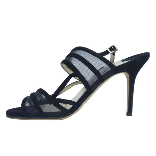 JIMMY CHOO ジミーチュウ 143VORA スエード ハイヒール サンダル ブラック系 EUR37.5【中古】