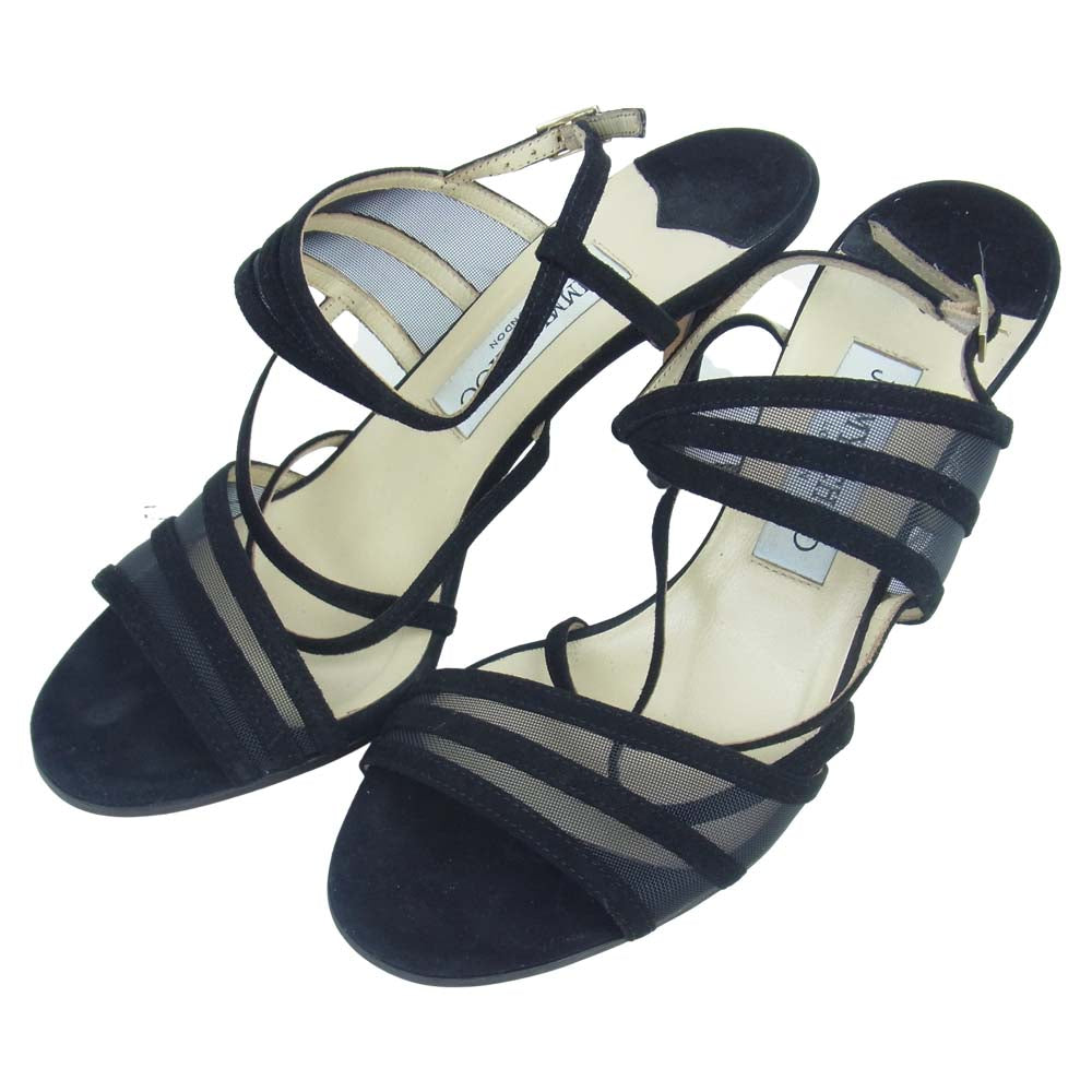 JIMMY CHOO ジミーチュウ 143VORA スエード ハイヒール サンダル ブラック系 EUR37.5【中古】
