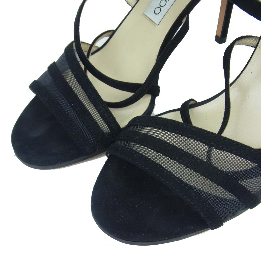 JIMMY CHOO ジミーチュウ 143VORA スエード ハイヒール サンダル ブラック系 EUR37.5【中古】