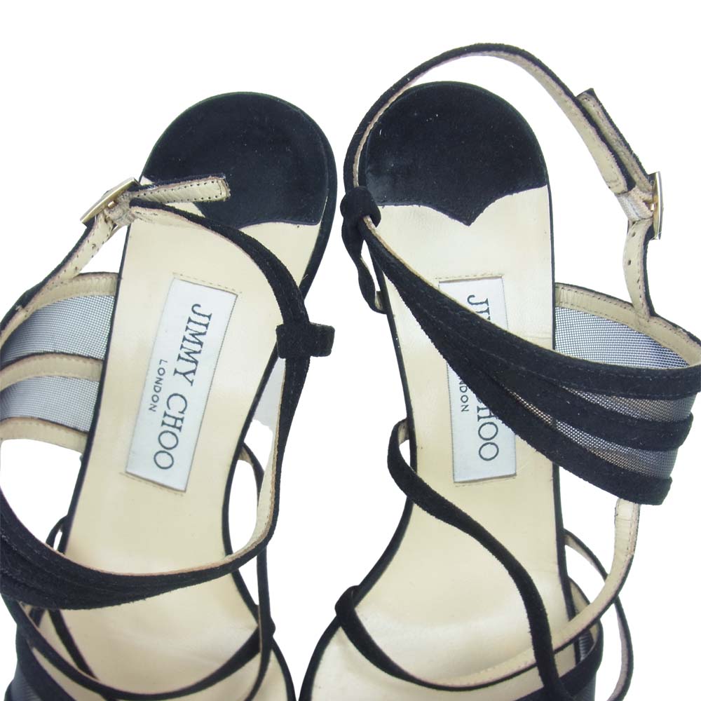 JIMMY CHOO ジミーチュウ 143VORA スエード ハイヒール サンダル ブラック系 EUR37.5【中古】