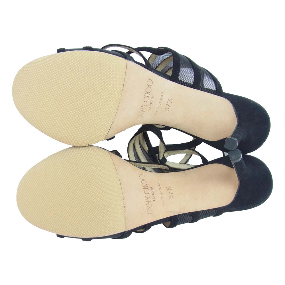 JIMMY CHOO ジミーチュウ 143VORA スエード ハイヒール サンダル ブラック系 EUR37.5【中古】