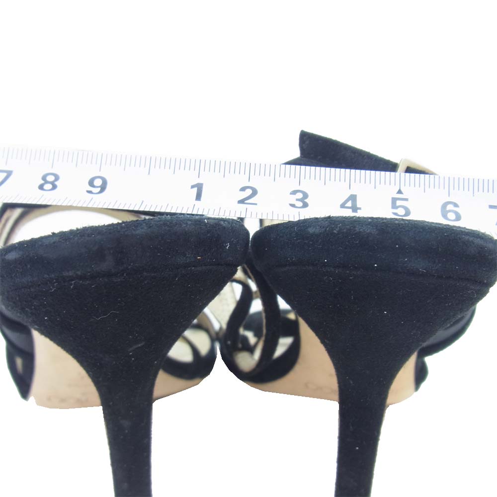 JIMMY CHOO ジミーチュウ 143VORA スエード ハイヒール サンダル ブラック系 EUR37.5【中古】
