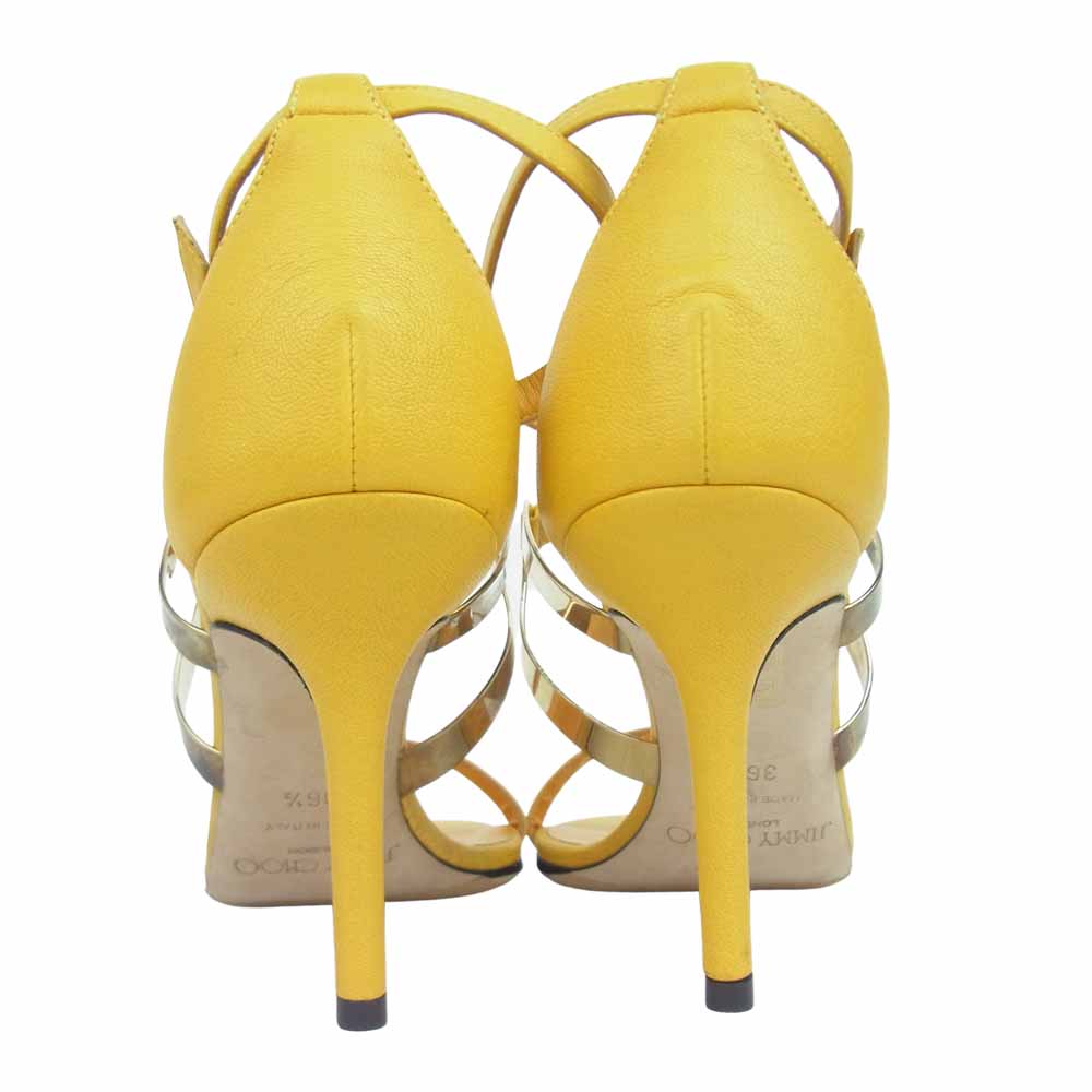 JIMMY CHOO ジミーチュウ 144TEBORI レザー ハイヒール サンダル イエロー系 EUR36.5【中古】