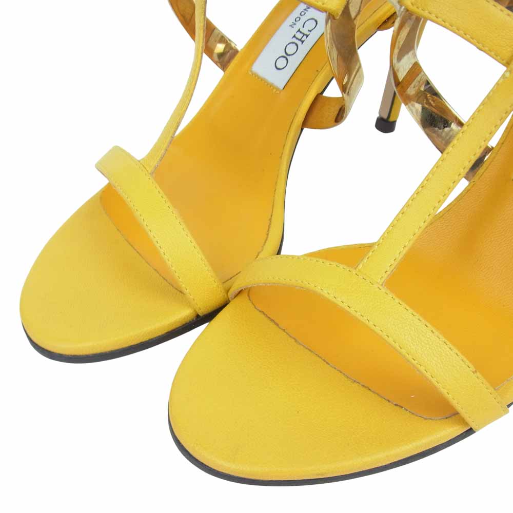 JIMMY CHOO ジミーチュウ 144TEBORI レザー ハイヒール サンダル イエロー系 EUR36.5【中古】