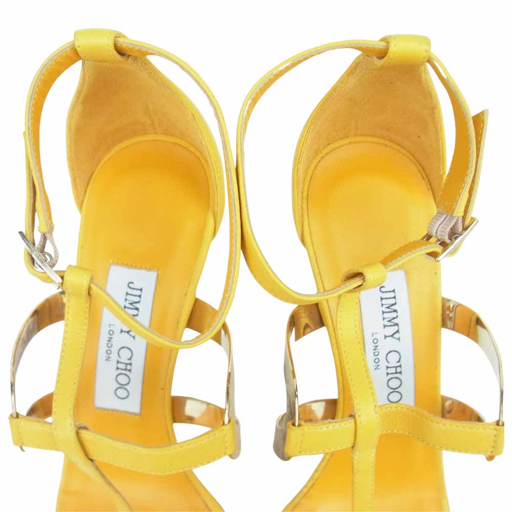 JIMMY CHOO ジミーチュウ 144TEBORI レザー ハイヒール サンダル イエロー系 EUR36.5【中古】