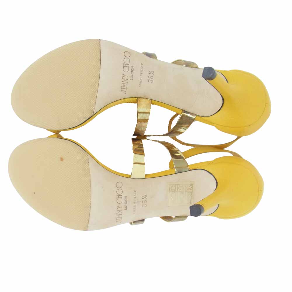 JIMMY CHOO ジミーチュウ 144TEBORI レザー ハイヒール サンダル イエロー系 EUR36.5【中古】
