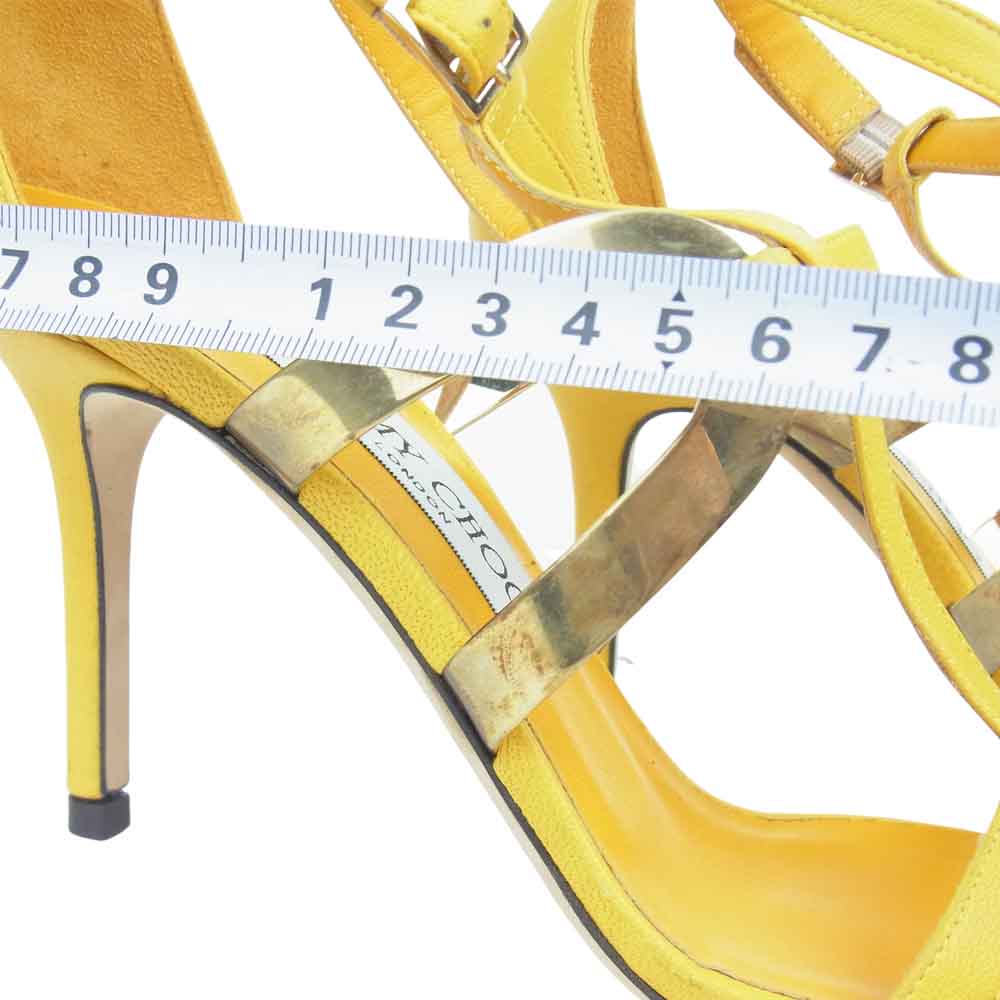 JIMMY CHOO ジミーチュウ 144TEBORI レザー ハイヒール サンダル イエロー系 EUR36.5【中古】