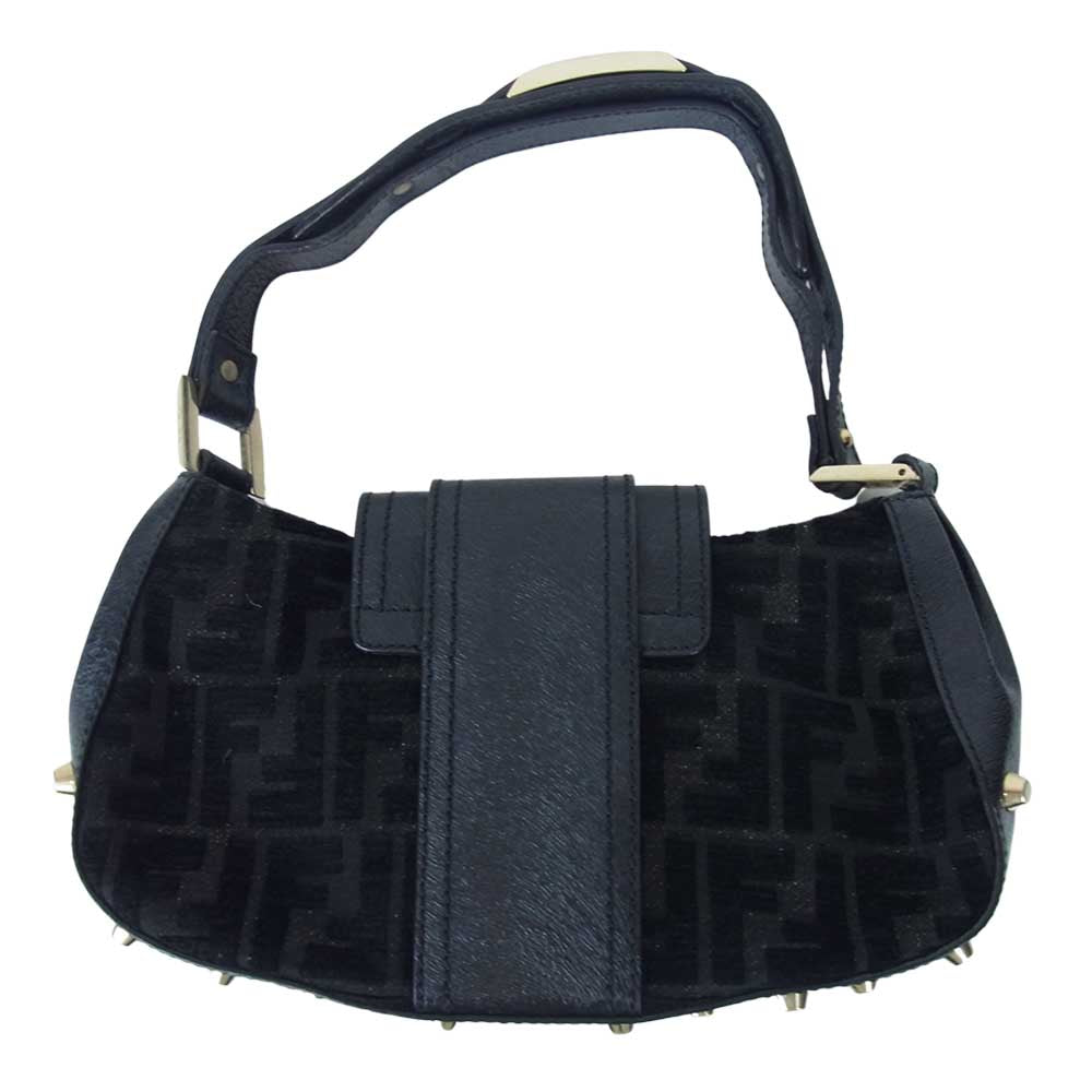FENDI フェンディ ズッカ ロゴ トートバッグ レザー バッグ ブラック系【中古】