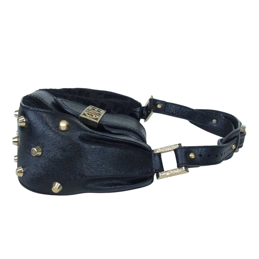 FENDI フェンディ ズッカ ロゴ トートバッグ レザー バッグ ブラック系【中古】