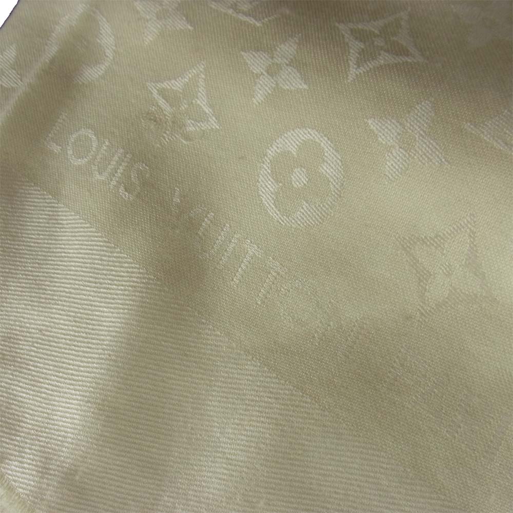 LOUIS VUITTON ルイ・ヴィトン シルク モノグラム 大判 ストール ショール ホワイト オフホワイト系【中古】