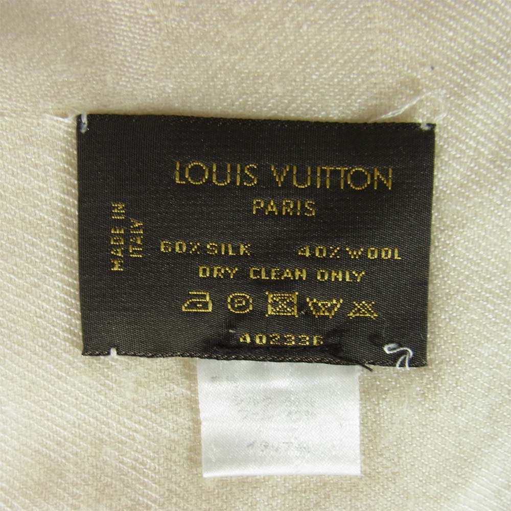 LOUIS VUITTON ルイ・ヴィトン シルク モノグラム 大判 ストール ショール ホワイト オフホワイト系【中古】