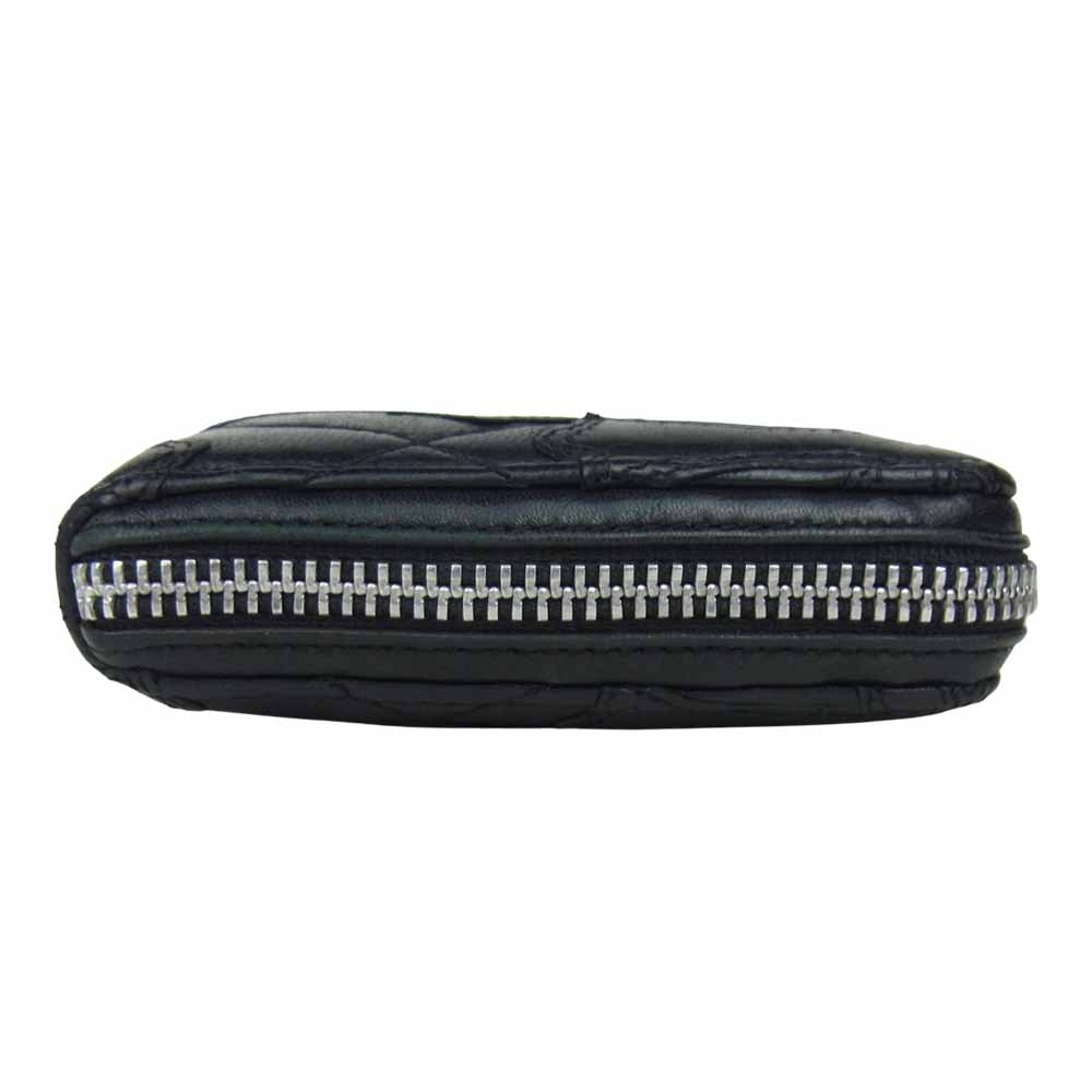 CHROME HEARTS クロムハーツ（原本無） REC F ZIP セメタリーキルテッド クロス レザーウォレット ブラック系【中古】