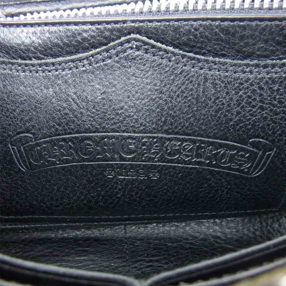 CHROME HEARTS クロムハーツ（原本無） REC F ZIP セメタリーキルテッド クロス レザーウォレット ブラック系【中古】
