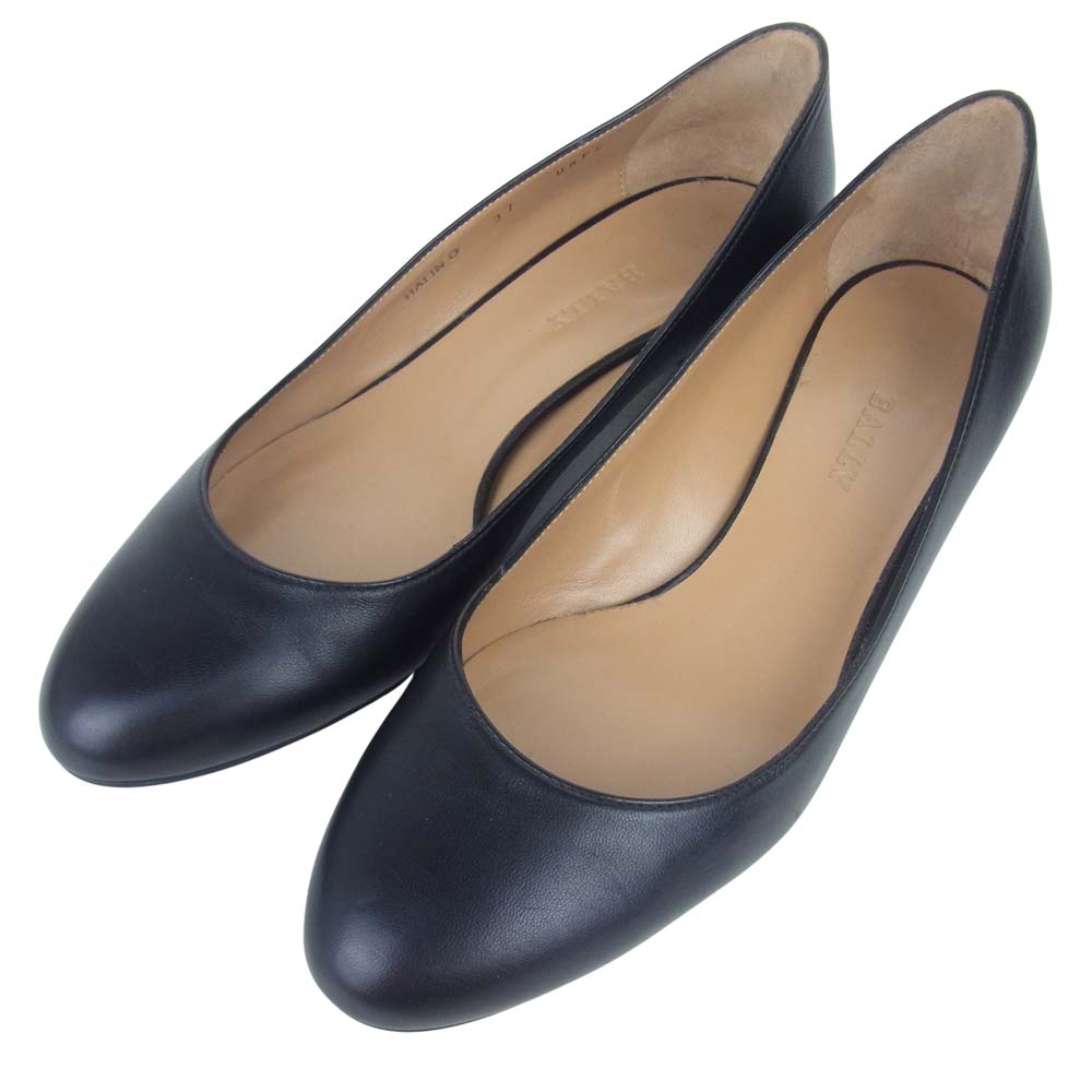 BALLY バリー 国内正規品 HALIN.O/00 ラムナッパレザー ヒールシューズ ブラック系 37【美品】【中古】
