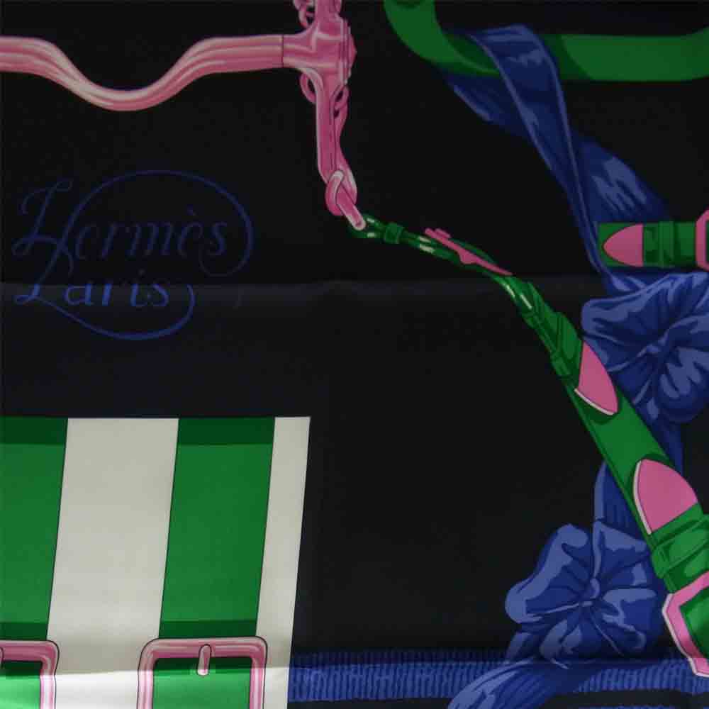 HERMES エルメス 18AW 国内正規品 カレ90 Grand Manege Detail グラン マネージュ デタイユ シルク スカーフ ブラック系 90cm【極上美品】【中古】
